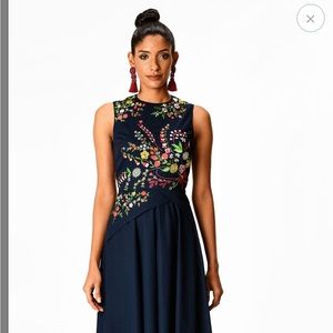 Floral Embellished Poplin Cotton Dress